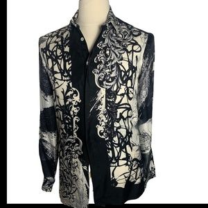 Versace Men silver Baroque Silk Shirt